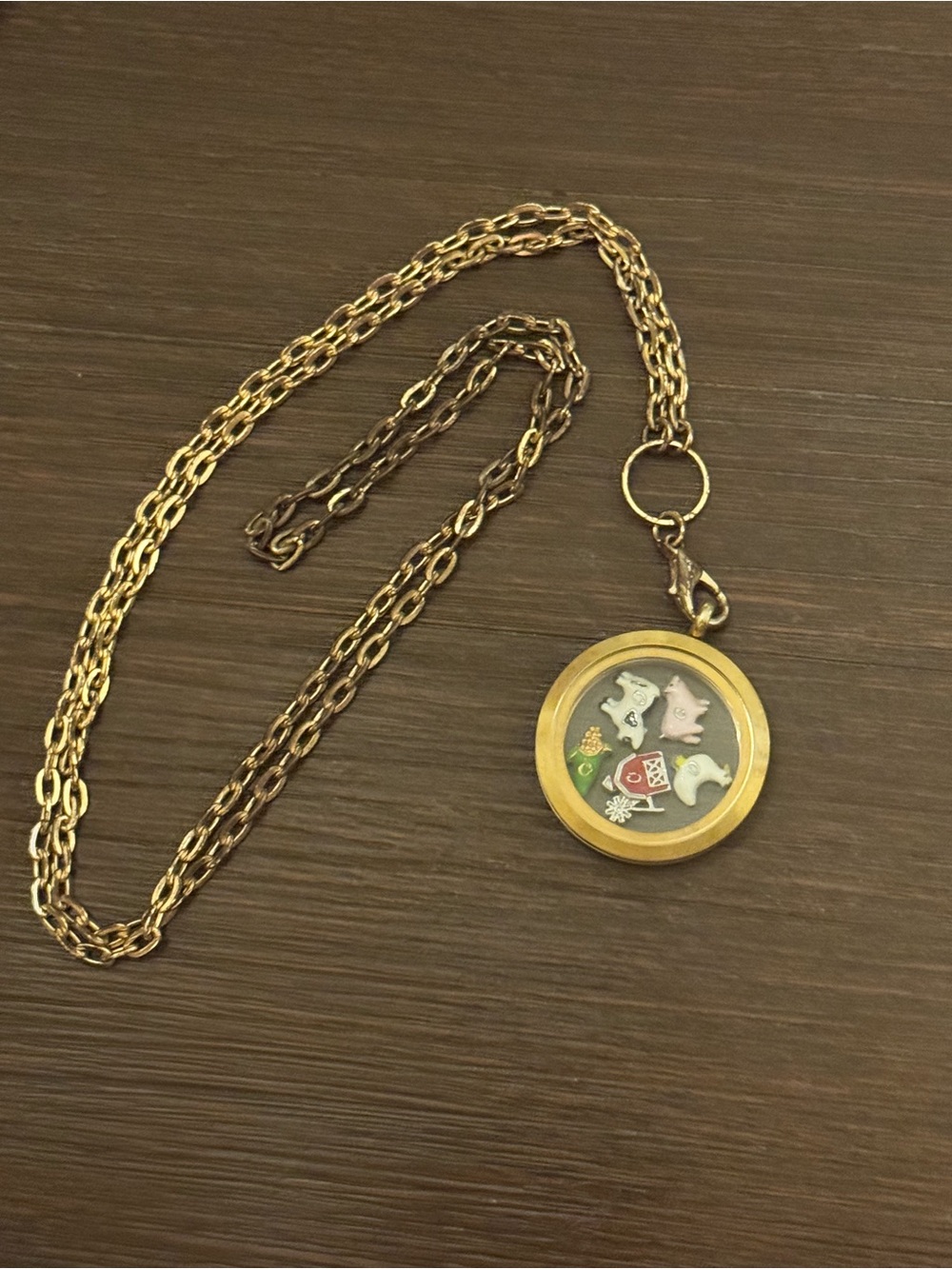 Farmhouse Floating Charm Memory Locket Pendant Necklace